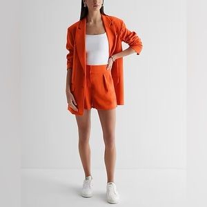 Express Notch Lapel Oversized Boyfriend Blazer, Bright Orange, Large